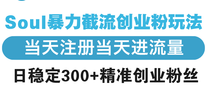 Soul暴力截流创业粉玩法，当天注册当天进流量，日稳定300+精准创业粉丝-老吴出海笔记