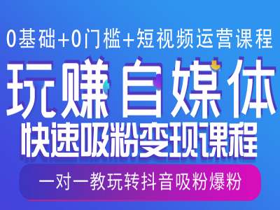 0基础+0门槛+短视频运营课程，玩赚自媒体快速吸粉变现课程，一对一教玩转抖音吸粉爆粉-老吴出海笔记