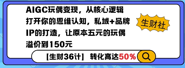 AIGC玩偶变现，从核心逻辑打开你的思维认知，私域+品牌IP的打造，让原本五元的玩偶溢价到150元-老吴出海笔记