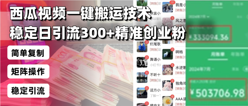西瓜视频一键搬运技术，稳定日引流300+精准创业粉，简单可复制给团队，...-老吴出海笔记