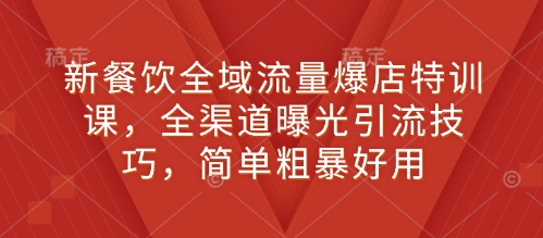 新餐饮全域流量爆店特训课,全渠道曝光引流技巧,简单粗暴好用-老吴出海笔记