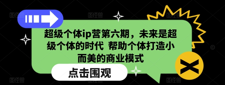 超级个体ip营第六期,未来是超级个体的时代 帮助个体打造小而美的商业模式-老吴出海笔记