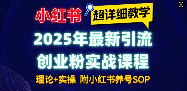 2025年最新小红书引流创业粉实战课程【超详细教学】小白轻松上手，月入1W+，附小红书养号SOP-老吴出海笔记