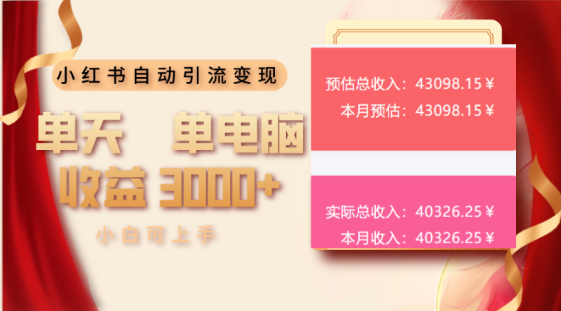 小红书自动引流变现 单天单电脑收益3000+ 小白可上手-老吴出海笔记