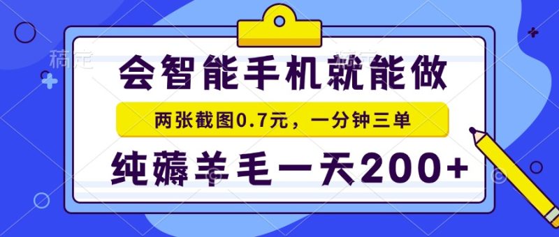 会智能手机就能做,两张截图0.7元,一分钟三单,纯薅羊毛一天200+-老吴出海笔记