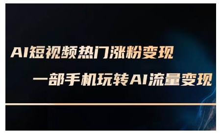 AI短视频热门涨粉变现课，AI数字人制作短视频超级变现实操课，一部手机玩转短视频变现-老吴出海笔记