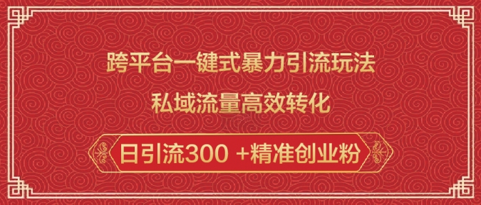 跨平台一键式暴力引流玩法,私域流量高效转化日引流300 +精准创业粉-老吴出海笔记