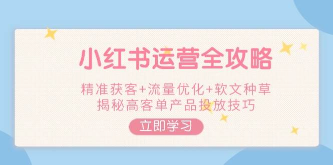 小红书运营全攻略,精准获客+流量优化+软文种草,揭秘高客单产品投放技巧-老吴出海笔记
