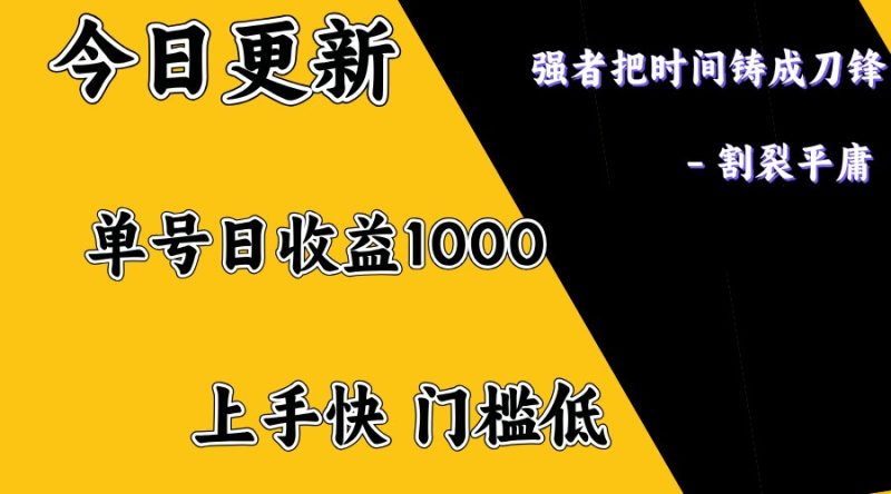 上手一天1000打底，正规项目，懒人勿扰-老吴出海笔记