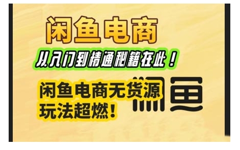 闲鱼电商实战课，从入门到精通秘籍在此，闲鱼电商无货源玩法超燃!-老吴出海笔记