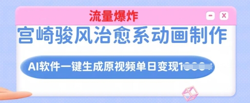 宫崎骏风治愈系动画制作,AI软件一键生成原创视频流量爆炸,单日变现多张,详细实操流程-老吴出海笔记