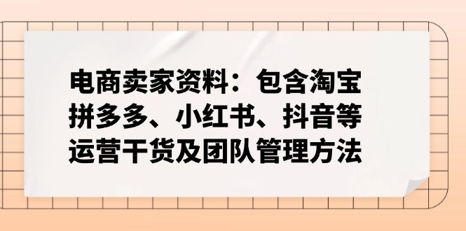 电商卖家资料:包含淘宝、拼多多、小红书、抖音等运营干货及团队管理方法-老吴出海笔记