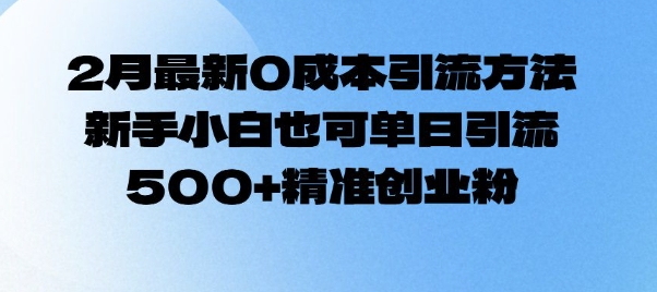 2月最新0成本引流方法，新手小白也可单日引流500+精准创业粉-老吴出海笔记