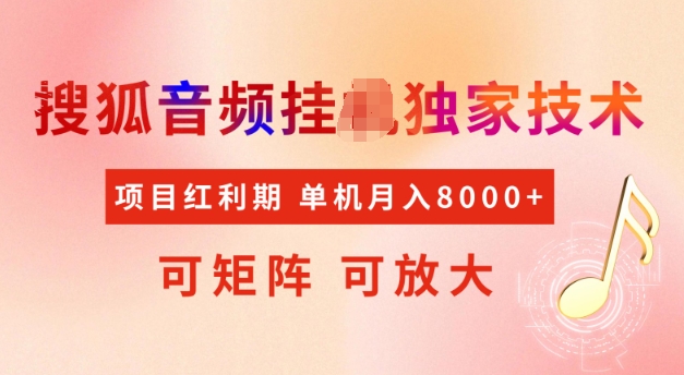 首发搜狐音频挂JI，项目红利期，可矩阵可放大，稳定月入5k【揭秘】-老吴出海笔记