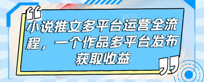 小说推文多平台运营全流程,一个作品多平台发布获取收益-老吴出海笔记