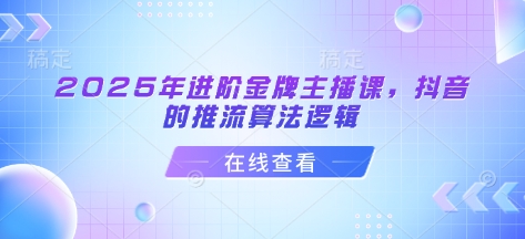 2025年进阶金牌主播课,抖音的推流算法逻辑-老吴出海笔记