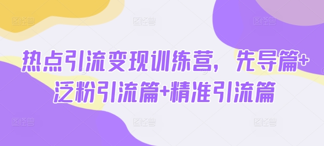 热点引流变现训练营，先导篇+泛粉引流篇+精准引流篇-老吴出海笔记