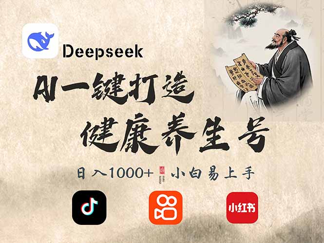 DeepSeek做养生号，一条作品涨粉2万+，轻松日入300+-老吴出海笔记