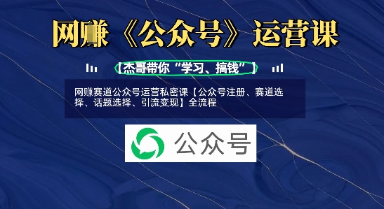 网创赛道公众号运营私密课【公众号注册、赛道选择、话题选择、引流变现】全流程-老吴出海笔记