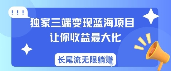 独家三端变现蓝海项目,让你收益最大化,长尾流无限躺挣-老吴出海笔记