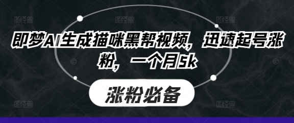 即梦AI生成猫咪黑帮视频,迅速起号涨粉,一个月5k-老吴出海笔记