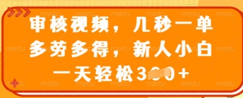 审核视频，几秒一单，多劳多得，新人小白一天轻松3张【揭秘】-老吴出海笔记