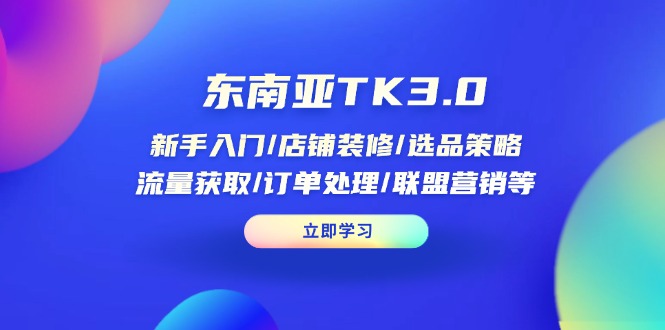 东南亚TK3.0:新手入门/店铺装修/选品策略/流量获取/订单处理/联盟营销等-老吴出海笔记