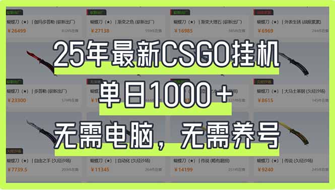 25年最新CSGO挂机系统,单日1000+,无需电脑,无需养号,0基础可上手-老吴出海笔记