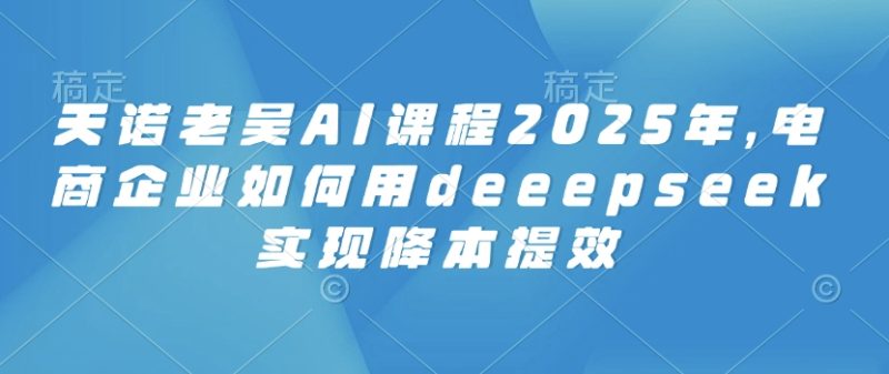 天诺老吴AI课程2025年,电商企业如何用deeepseek实现降本提效-老吴出海笔记