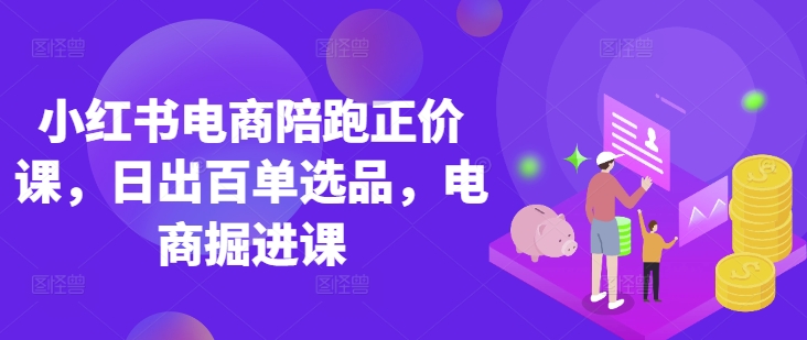 小红书电商陪跑正价课，小红书官方认证电商讲师教学，日出百单选品，电商掘进课-老吴出海笔记