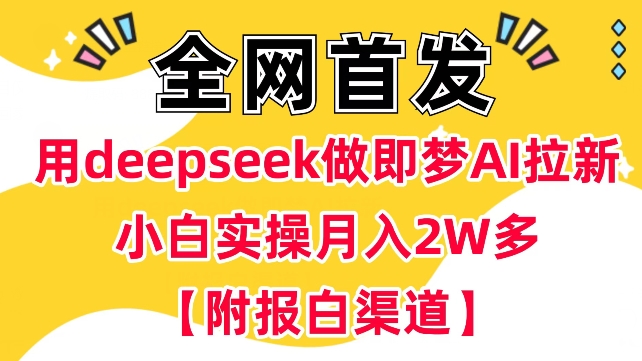 用deepseek做即梦Ai拉新 小白实操月入过W+【附报白渠道】-老吴出海笔记