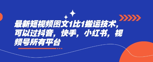 最新短视频图文1比1搬运技术,可以过抖音,快手,小红书,视频号所有平台-老吴出海笔记