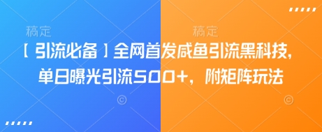 【引流必备】全网首发咸鱼引流黑科技,单日曝光引流500+,附矩阵玩法【揭秘】-老吴出海笔记