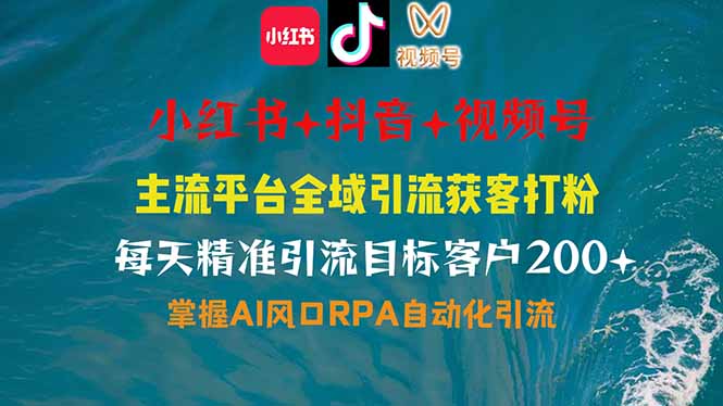 小红书、抖音、视频号全域多平台引流获客,日引目标客户200+,RPA自动...-老吴出海笔记