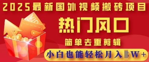 2025最新视频搬砖项目,热门风口,简单去重剪辑,小白也能轻松月入过W-老吴出海笔记