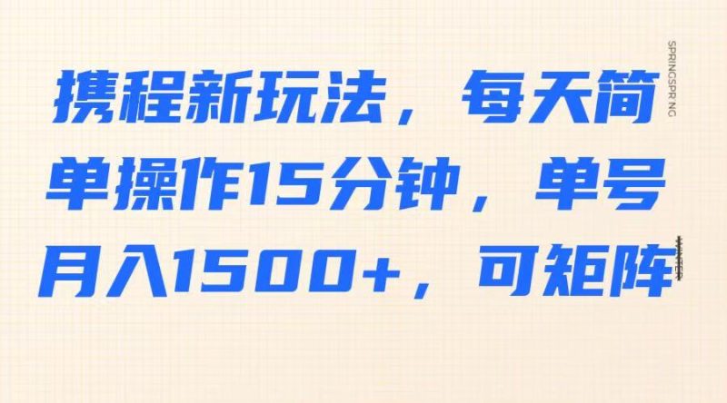 携程新玩法,每天简单操作15分钟,单号月入1500+,可矩阵-老吴出海笔记