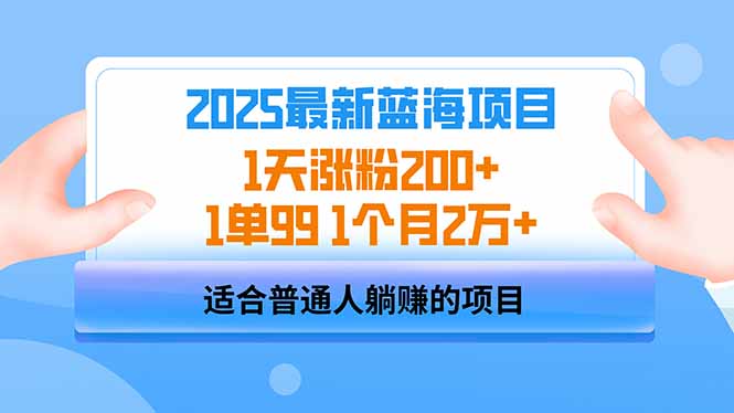 2025蓝海项目 1天涨粉200+ 1单99 1个月2万+-老吴出海笔记