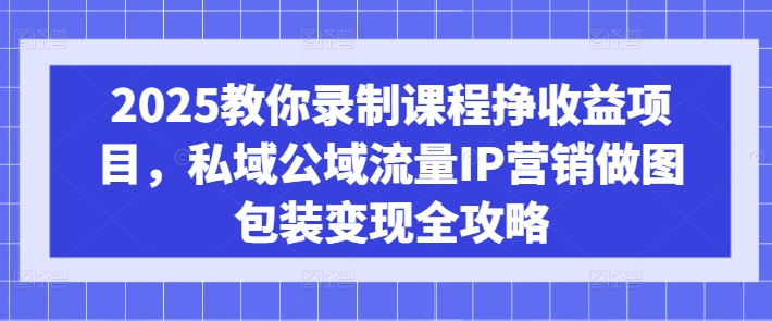 2025教你录制课程挣收益项目,私域公域流量IP营销做图包装变现全攻略-老吴出海笔记