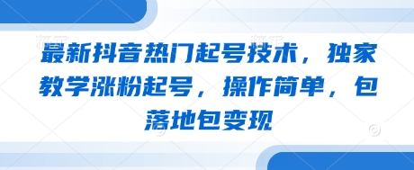 最新抖音热门起号技术,独家教学涨粉起号,操作简单,包落地包变现-老吴出海笔记
