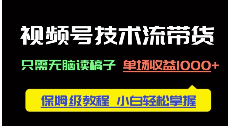 视频号技术流带货，只需无脑读稿子，单场收益1000+ 保姆级教程，小白轻...-老吴出海笔记