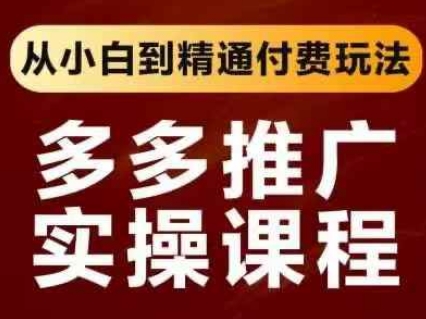 拼多多推广实操课程，从小白到精通付费玩法-老吴出海笔记