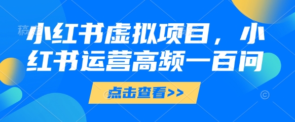 小红书虚拟项目，小红书运营高频一百问【文档】-老吴出海笔记