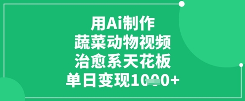 用Ai制作蔬菜动物视频，治愈系天花板，单日变现1k-老吴出海笔记