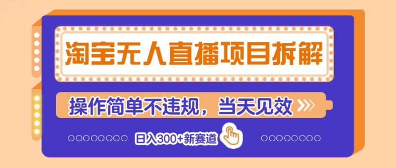 淘宝无人直播项目拆解，操作简单不违规，当天见效 日入300+新赛道-老吴出海笔记