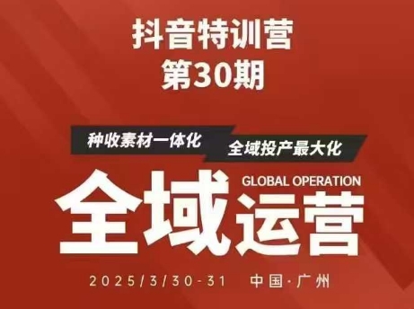抖音特训营第30期线下培训资料，没有录音视频，正版整理的脑图资料及学员总结核心点-老吴出海笔记