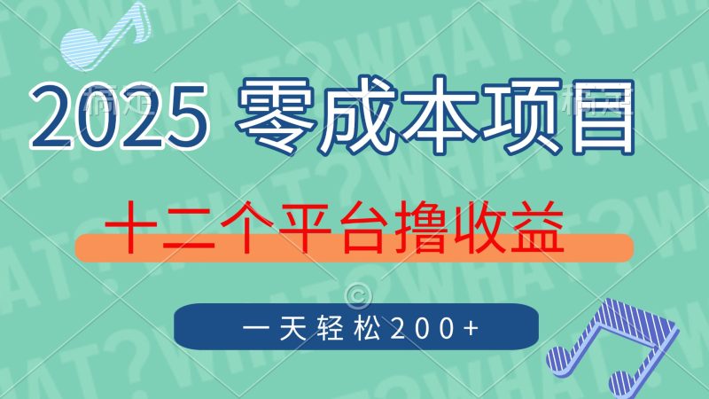 2025年零成本项目,十二个平台撸收益,单号一天轻松200+-老吴出海笔记