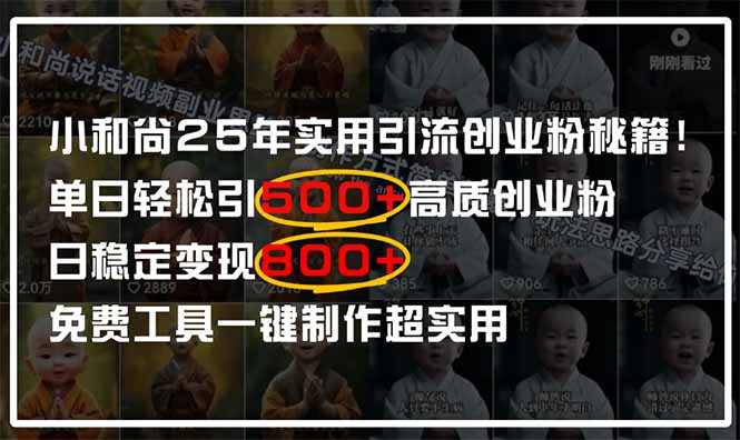 小和尚2025年实用引流秘籍！单日轻松引500+高质量创业粉，日变现800+，…-老吴出海笔记
