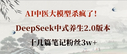 AI中医大模型杀疯了!DeepSeek中式养生2.0版本,十几篇笔记粉丝3w+-老吴出海笔记