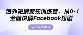 海外短剧变现训练营,从0-1全面讲解Facebook短剧-老吴出海笔记