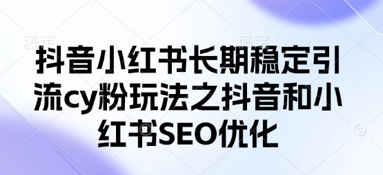 抖音小红书长期稳定引流cy粉玩法之抖音和小红书SEO优化-老吴出海笔记